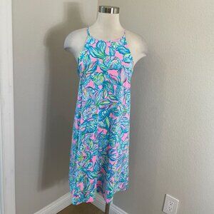 Lilly Pulitzer Women Medium Margot Dress Pelican Pink Off the Scales Pima Cotton